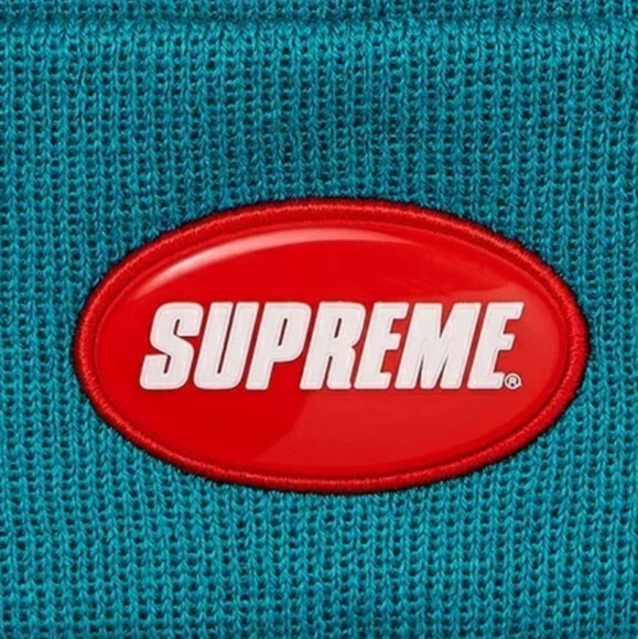 SUPREME Rubber Patch Beanie TEAL Spring/Summer '18 - Picture 7 of 7
